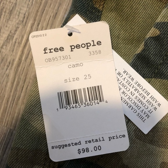 Free People High Waisted Camo Wide Legged Pants - Picture 4 of 5